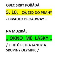 Pozvánka na zájezd do divadla pořádaný obcí Srby - 5.10.2024