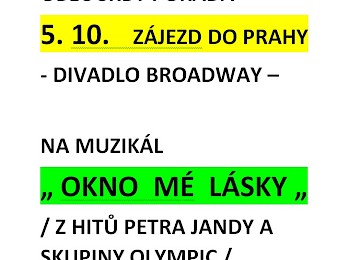 Pozvánka na zájezd do divadla pořádaný obcí Srby - 5.10.2024